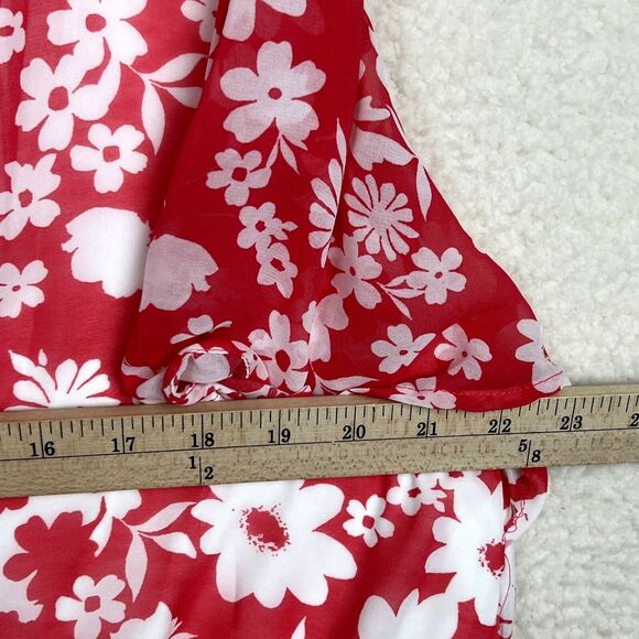 SugarLips Curve Floral Red White Short Romper Women Plus Size 2X New - Picture 8 of 13